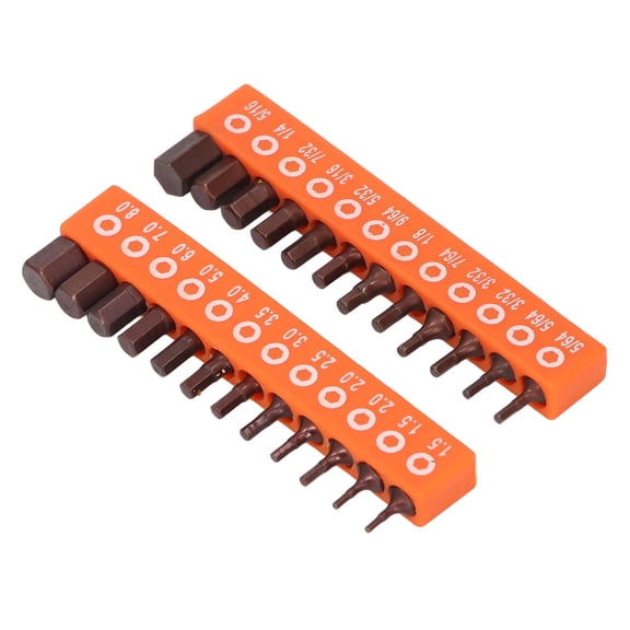 YAHHU 24 Pcs Hex Head Drill Bit Set, 1/4 Inch Hex Shank S2 Alloy Steel Metric and SAE Hex Key Drill Bits for Industrial Use, 25mm (0.98 in) Length with 2 Storage Holders
