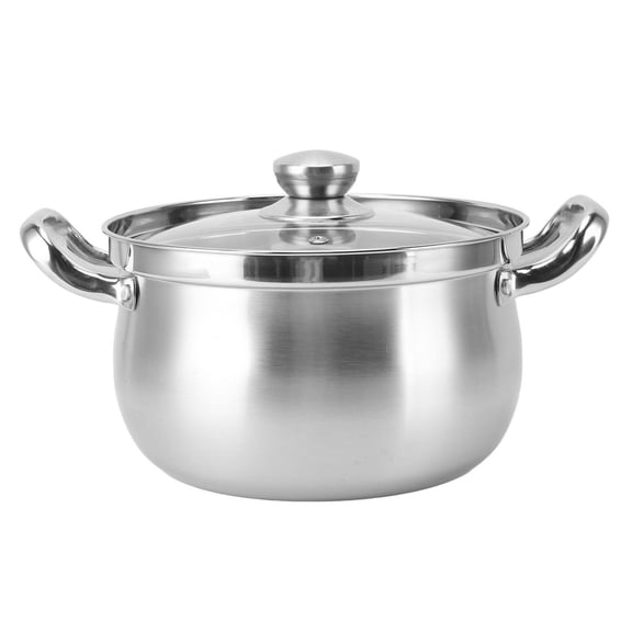 YAHHU 24cm Stainless Steel Soup Pot  SpillProof, DualHandle Design with Glass Lid for Easy Cooking and Cleaning