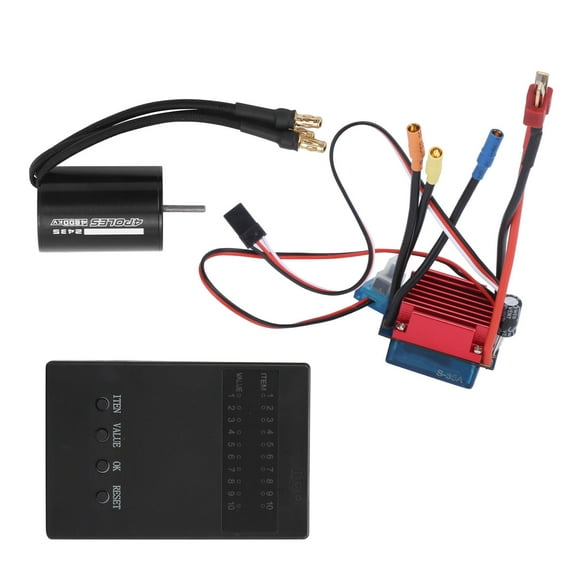 YAHHU 2435 4800KV RC Brushless Motor Combo with 35A ESC Electronic Speed Controller and Programming Card for 1/16 1/18 Scale Remote Control Cars, Upgrade Replacement Part, High Torque Sensorless