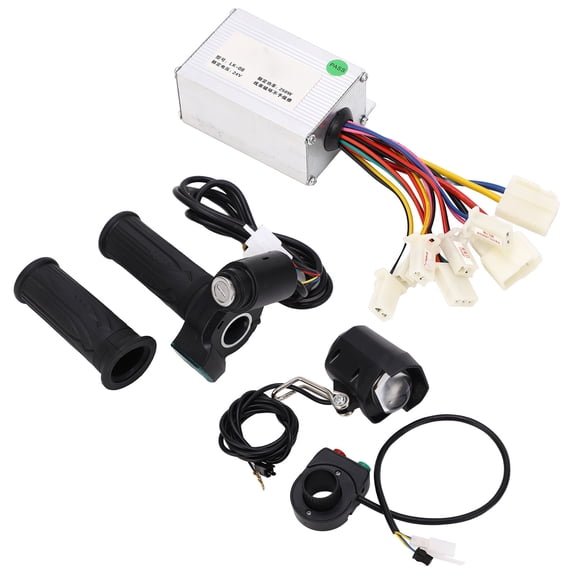 YAHHU 24V 250W Brushed Motor Speed Controller Kit with Headlight, Throttle Grip, Lock, and Keys for Electric Bike, E-Bike, and Scooter Upgrades, Aluminum Alloy Durable Components