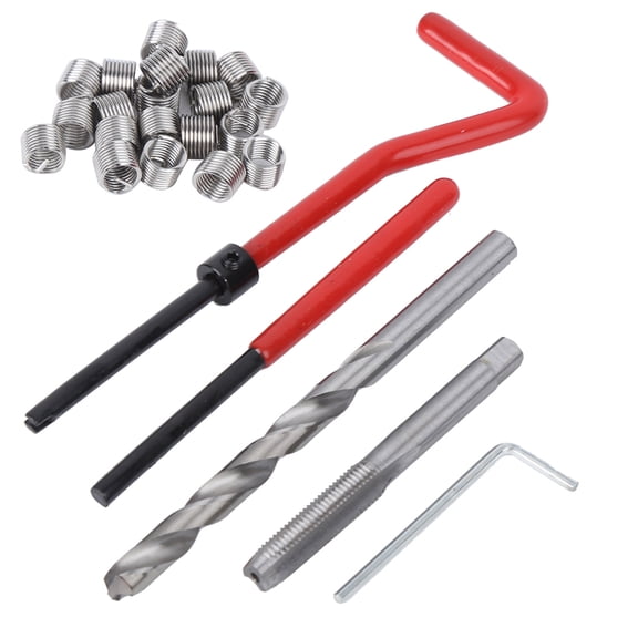YAHHU 25 Pieces M7 Hardware Threaded Inserts Repair Kit with Transparent Plastic Box Metal Threading Hand Tool Assortment Set for Processing Machinery 6.69 inches / 17 cm Length