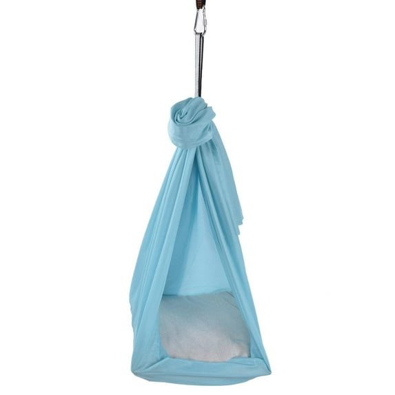 YAHHU 25KN Aerial Yoga Hammock with Daisy Chains, Elastic Transparent Fabric, Light Blue – Ideal for Yoga, Pilates & Suspension Fitness