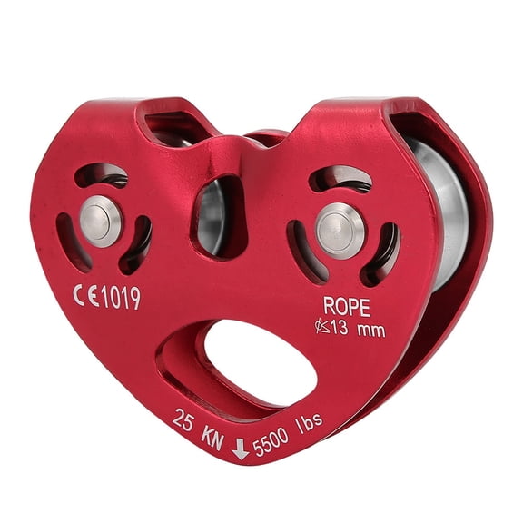YAHHU 25KN Heavy Duty Aluminium Alloy Single Swivel Rope Pulley Block for Rock Climbing Mountaineering Rescue Caving, Max Rope Size 13mm / 0.51 inches, Anti-Rust Smooth Rotation, Red