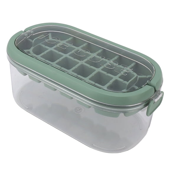 YAHHU 28 Cavities Ice Cube Mold Large Capacity Homemade Portable Making Box Green Hard Bottom Type 9.84 Inches / 25 cm