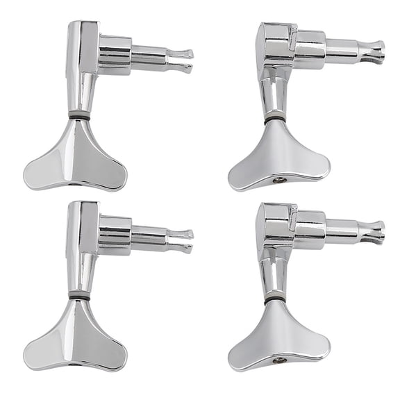 YAHHU 2L2R Fishtail Button Sealed Bass Guitar Tuning Pegs Machine Heads Set, Premium Copper Zinc Alloy Replacement Parts with Ferrules and Screws, 12 Pieces, Silver