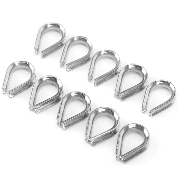 YAHHU 2MM Stainless Steel Boat Wire Rope Clamps Metal Cable Protective Ring Thimbles Clamps for Marine Rigging Hoisting, Rust Resistant, 10 Pieces (0.08 inches / 2 mm)