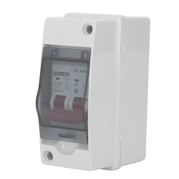 YAHHU 2P DC Circuit Breaker IP65 Waterproof Miniature DC Isolator Switch for Solar PV System 1000V 10A