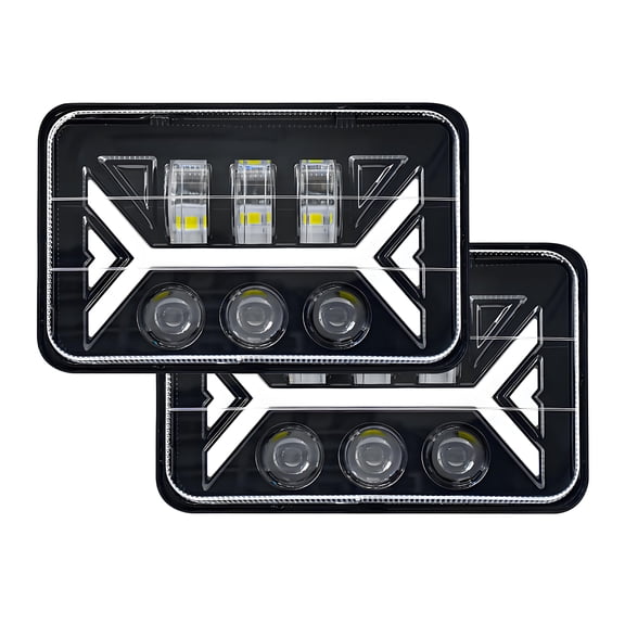 YAHHU 2PCS 5 Inch Rectangle LED Headlights 4x6 High Low Beam DRL Turn Signal for Trucks Cars
