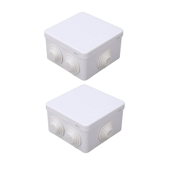 YAHHU 2PCS Electrical Junction Box with Reserved Hole ABS Plastic IP55 Waterproof Enclosure 3.3x3.3x2 inches / 85x85x50mm[cite: 1]