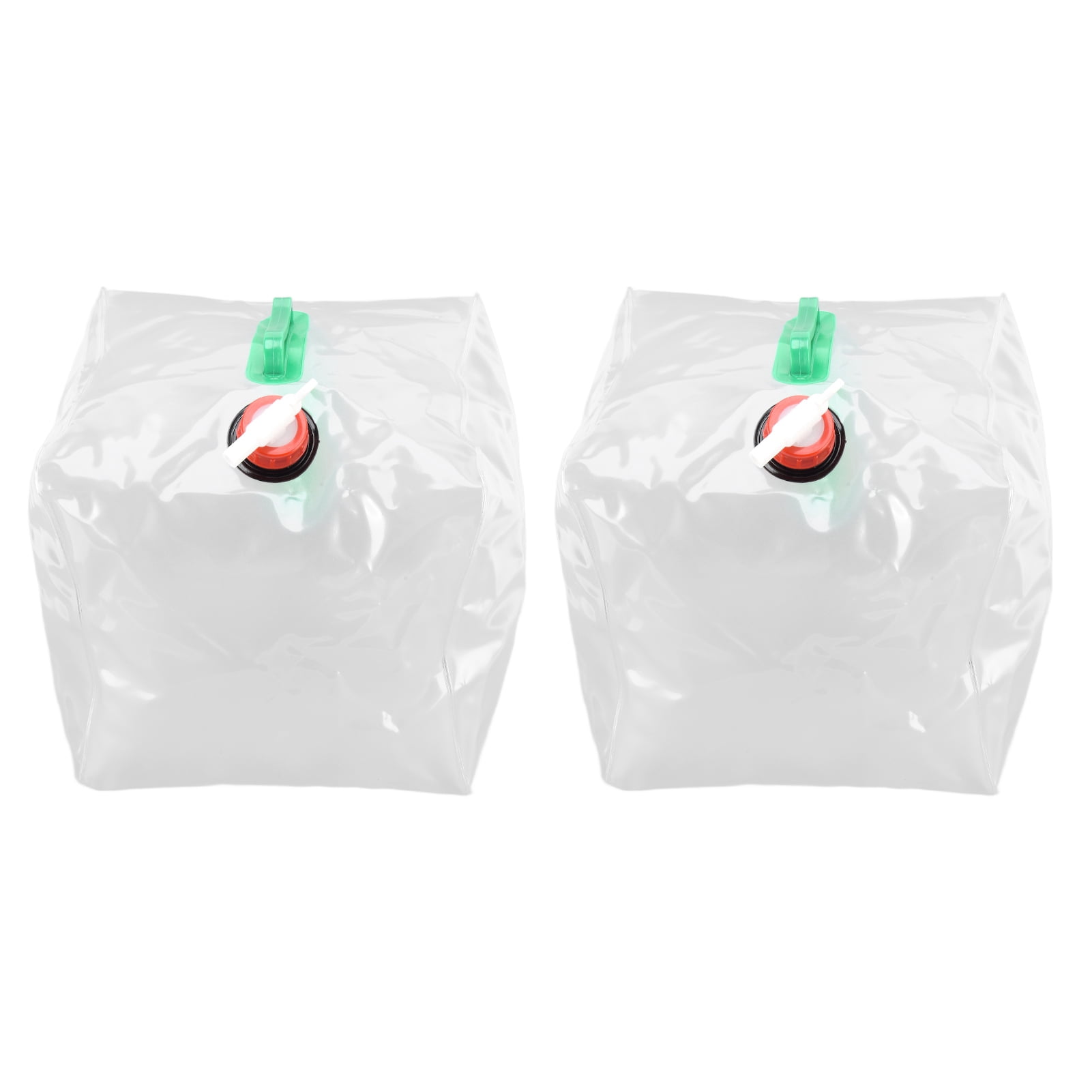 YAHHU 2Pcs 20L Folding Water Bucket Portable Transparent PVC Water Container 5.3 Gallons Camping Water Storage Carrier with Spigot for Hiking Backyard Outdoor Activities
