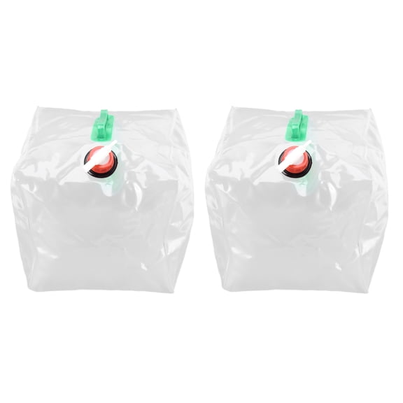 YAHHU 2Pcs 20L Folding Water Bucket Portable Transparent PVC Water Container 5.3 Gallons Camping Water Storage Carrier with Spigot for Hiking Backyard Outdoor Activities
