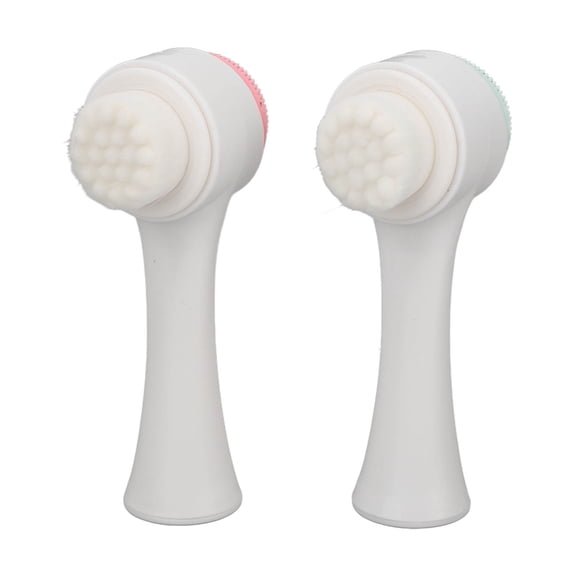 YAHHU 2Pcs Face Wash Brush, Double Sided Silicone Facial Cleansing Brush for Deep Pore Cleaning and Exfoliating, Manual Face Scrub Brush for All Skin Types, 5.5 inches / 14.0 cm Pink and Blue