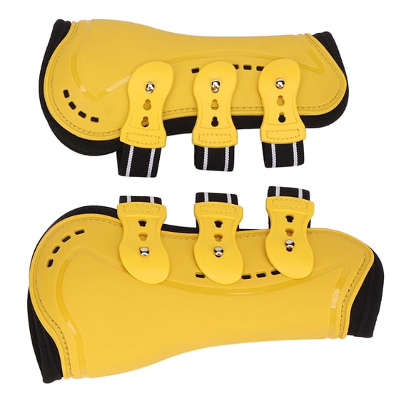 YAHHU 2Pcs Horse Tendon Boots Open Front Adjustable Breathable Equine Front Leg Guard for Training Jumping Riding Equestrian Care Yellow Large Size 9.84 inches / 25 cm Impact Protection