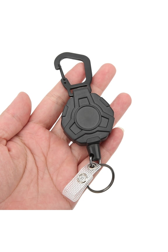 2Pcs Retractable Key Ring Holder High Elasticity Carabiner Keychain for Outdoor (4.33 inches / 11 cm)