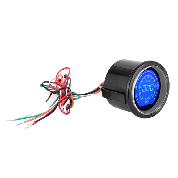 YAHHU 2in (52mm) LCD Digital Tachometer RPM Gauge Display Red Blue Light for 12V Car 4 6 8 Cylinder Universal Fit