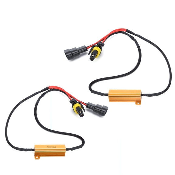 YAHHU 2pcs 9005 LED Load Resistor Decoder 50W 6 Ohm for Headlight Fog Daytime Running Light, Anti Flicker Canceller, 12V Plug and Play Error Free Harness, 5.5 in / 14 cm