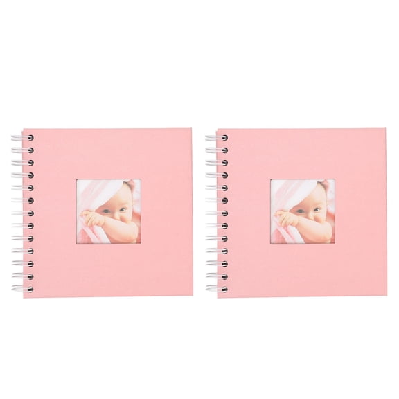YAHHU 2pcs DIY Baby Album Set Accessory Hardcover Opening Cover Picture Display Memory Children Scrapbook Kit Pink, Dimensions 7.3 x 6.7 in / 18.5 x 17 cm, Photo Safe Keepsake Memory Book