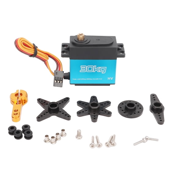 YAHHU 2pcs Metal Gear Servo Waterproof 30KG 7.4V RC Servo Motor with 25T Metal Steering Arm for 1/10 RC Vehicle, Blue Aluminum Alloy Control Vehicle Servos, 1.58x0.81x1.59 inches / 40.0x20.5x40.5 mm