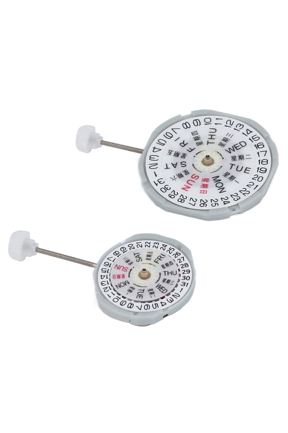 2pcs PE28 PE25 Watch Movement Double Calendar Quartz Movement Accessories Replacement Parts for Professional Watch Repair Kit Essential Metal Tools (2.76 inches / 7.01 cm Length)