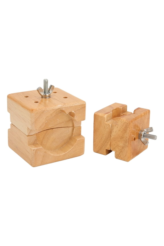 2pcs Wooden Watch Movement Holder Base Watch Back Case Opening Watch Repairing Tool Kits, 2.95x2.95in (75mm) & 1.77x1.77in (45mm) Dimensions, Brown