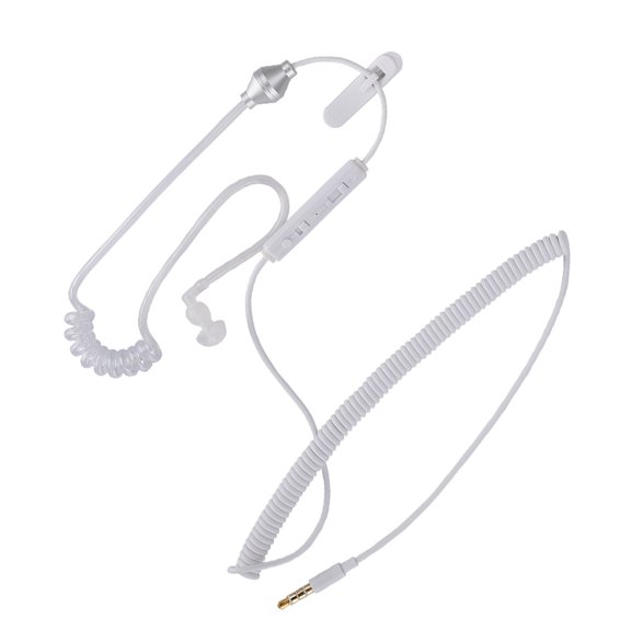 YAHHU 3.5mm Anti-Radiation Air Tube Monaural Earphone Wired Earpiece with Built-In Microphone, Collar Clip & Flexible Cable for Mobile Phones, 47.2 Inches / 1.2m Length, White
