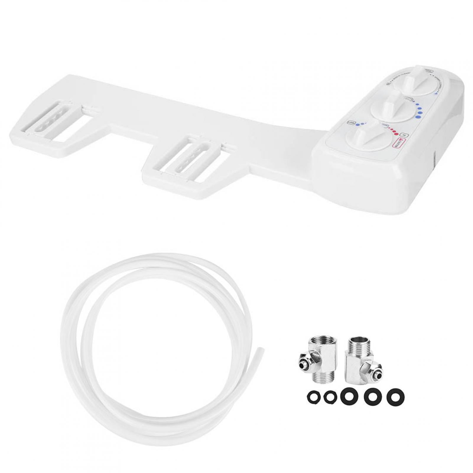 YAHHU 3/8 Thread Bidet Attachment Hot and Cold Water Double Nozzle Toilet Bidet Sprayer Standard White (18.11 inches / 46 cm)