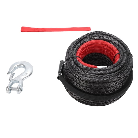 YAHHU 3/8in Synthetic Winch Rope Cable with Protective Sleeve & Forged Hook for Heavy Duty SUV Truck, 49.2ft / 15m Length, 12 Strands, 5.6 Tons Breaking Strength, Universal Vehicle Recovery Upgrade