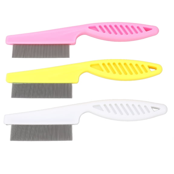 YAHHU 3 Pack Pets Flea Comb Set with Efficient Anti Slip Handle Lice Grooming Comb for Dogs and Cats, Metal and ABS Material Hair Removal Tool, 7.87 inches / 20 cm Length