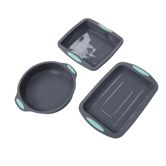YAHHU 3Pack Silicone Cake Pans  HeatResistant, NonStick Baking Trays with Flower Border, Oven & Microwave Safe