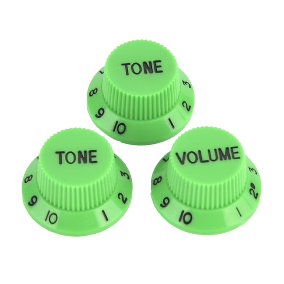 YAHHU 3 Pcs Electric Guitar Volume Tone Control Knobs Button Accessory for St Sq Musical Instruments, Green Replacement Parts, Inner Diameter 0.24 inches / 6 mm, Plastic Wear-Resistant Cap