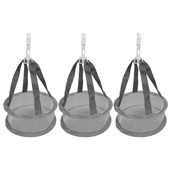YAHHU 3 Pcs Hanging Mesh Basket Dryer 7.87 inches / 20 cm Mini Ventilated Windproof Drying Rack For Makeup Brushes Beauty Sponge Powder Puff Foldable Polyester Net Organizer