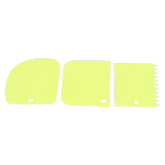 YAHHU 3-Piece Plastic Cake Cream Scraper Set, Dough Pastry Cutter and Icing Smoother for DIY Kitchen Baking, Green (4.7 in / 12 cm)