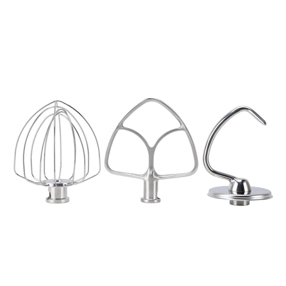 YAHHU 3‑Piece Stainless Steel Stand Mixer Attachments – Dough Hook, Flat Beater, Wire Whip, Tilt‑Head for Kitchen Mixers