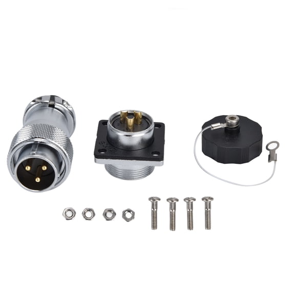 YAHHU 3 Pin Aviation Connector Zinc Alloy Waterproof WS20 Male Female Plug AC 500V 25A Panel Connector Socket with Cover Industrial Standard Size (3.94 in / 10 cm)[cite: 1]