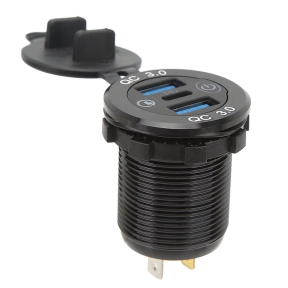 YAHHU 3-Port QC3.0 USB Charger Socket 12V Waterproof Power Outlet for Car Truck RV Boat Motorcycle, 9x7x4 inches / 22.8x17.7x10.1 cm