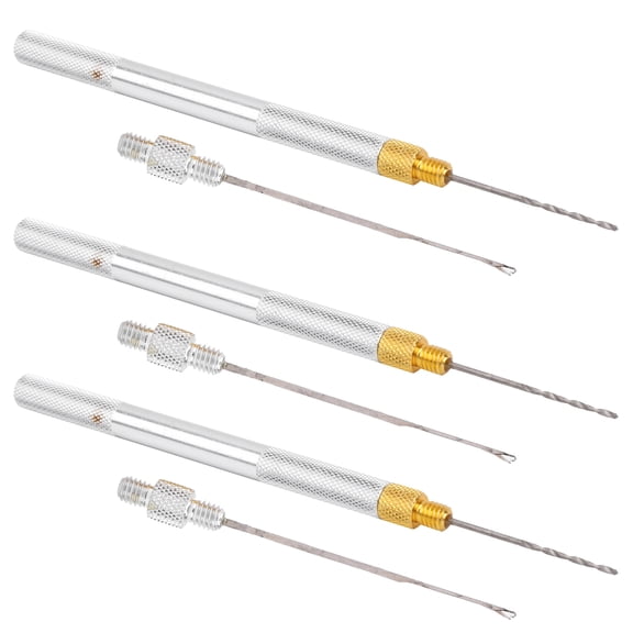 YAHHU 3 Set 3 In 1 Combo Set Aluminum Alloy Fishing Rigging Bait Needle Tool Fish Drill Kit Including Hand Grip Stringer And Drill Needle For Freshwater And Saltwater Angling Silver 5.9 in / 15 cm