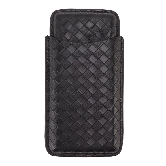 YAHHU 3 Sticks Portable Leather Cigar Case Humidor for Men Travel Box Black 6.89 inches / 17.5 cm