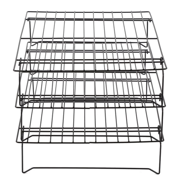 YAHHU 3-Tier Carbon Steel Cooling Rack Non-Stick Stackable Baking Wire Grid for Cookies Cakes Bread 13.39 inches / 34 cm Dessert Drying Stand Tray Essential Kitchen Bakeware Accessory