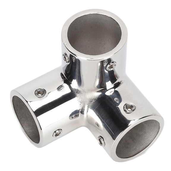 YAHHU 3 Way Corner Tee Joint 316 Stainless Steel Mirror Polished Yacht Hand Rail Elbow Pipe Fittings Φ25mm (0.98 inches / 25 mm) Marine Hardware Handrail Corner Elbow for Boat Ship Yachts