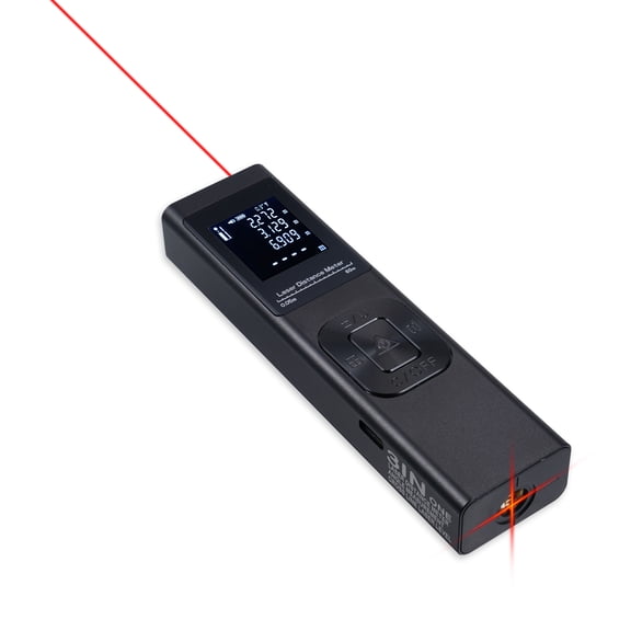 YAHHU 3-in-1 Laser Distance Meter, Angle Sensor & Cross Line Laser Level, Volume Area Measure Tool, 196ft / 60M Max Range, Rechargeable, Black
