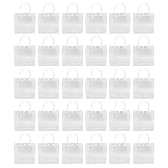 YAHHU 30‑Pack Clear PVC Gift Bags with Handles – Reusable 20×20×8 cm Tote Bags for Party, Wedding, Retail & DIY Use