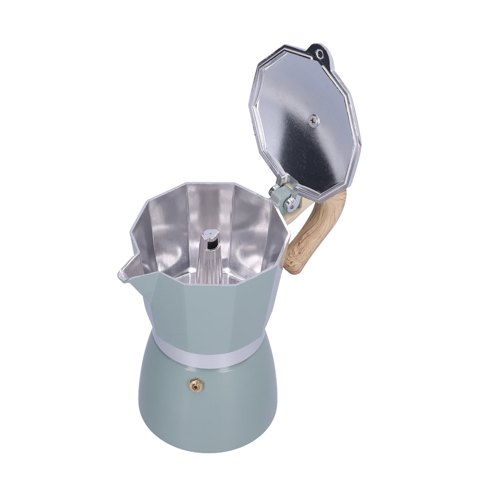YAHHU 300ML 6-Cup Aluminum Stovetop Espresso Maker, Premium Classic Moka Pot Coffee Kettle for Gas and Camping Stoves, Authentic Italian Style Brewing, Cyan Blue Color (10.14 oz / 300 ml)