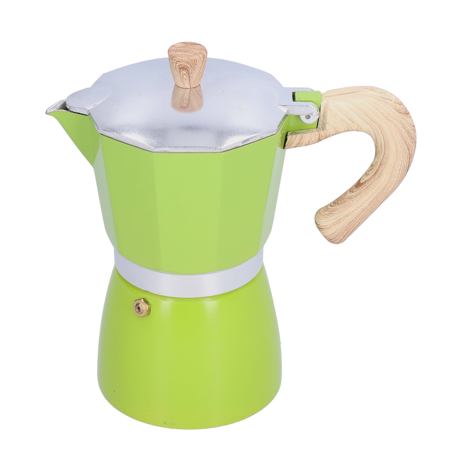 YAHHU 300ML 6-Cup Aluminum Stovetop Espresso Maker, Premium Classic Moka Pot Coffee Kettle for Gas and Camping Stoves, Authentic Italian Style Brewing, Green Color (10.14 oz / 300 ml)