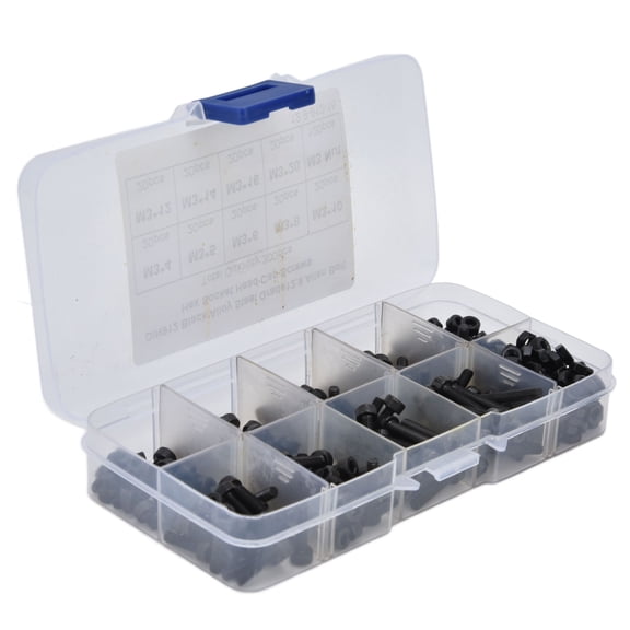 YAHHU 300Pcs Hex Socket Screws M3 Alloy Steel Grade 12.9 High Strength Metal Fastener Parts Assortment Kit Machine Bolts And Nuts Set For Professional Hardware Repair And DIY Home Improvement