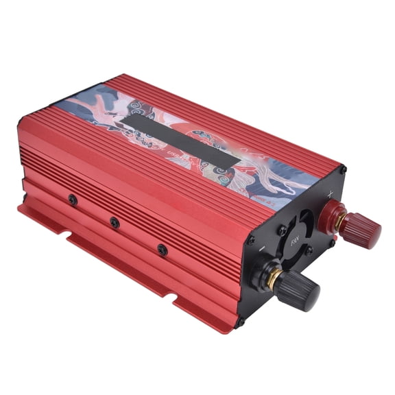 YAHHU 300W Smart Power Converter with LCD Display, Modified Sine Wave DC 12V to AC 220V Inverter for Car RV, Aluminum Alloy Housing, Dual USB Ports, Rouge Color Variant