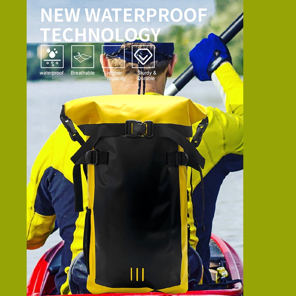 YAHHU 30L Waterproof Backpack Outdoor Rucksack Dry Bag Light Gray 500D PVC for River Tracing Swimming Drifting Boating Fishing Climbing (19.68 inches / 50 cm)