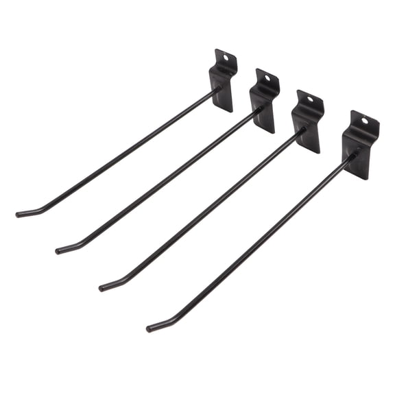 YAHHU 30PCS 8-Inch Black Slatwall Hooks, Heavy Duty Iron Display Pegs for Retail Store and Garage Storage, 7.9 in / 20 cm Length, 0.2 in / 4.2 mm Thick Panel Hooks