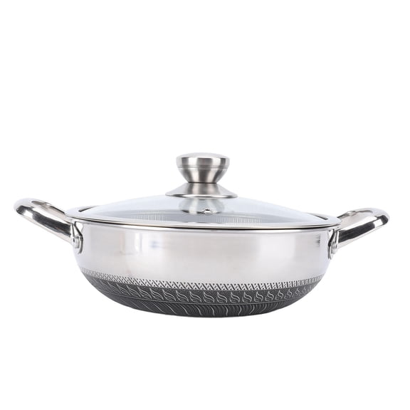 YAHHU 30cm 316 Stainless Steel Nonstick Frying Pan DoubleHoneycomb Design, Induction & Gas Compatible, Dishwasher Safe with Clear Lid