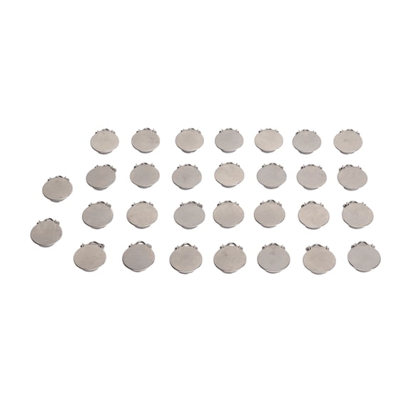 YAHHU 30pcs Metal Round Pacifier Clips Rust Prevention Electroplated Stainless Steel Suspender Clips for Teething Babies and Toddlers, Universal Fit, Silver Color