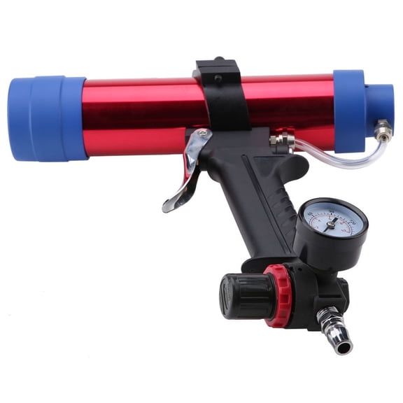 YAHHU 310ML Pneumatic Glass Glue Sealant Cartridge Caulking Gun, 6 Bar Adjustable Pressure with Table Air Regulating Valve, Heavy-Duty Aluminum Alloy Construction, No Glue Overflow or Air Leakage